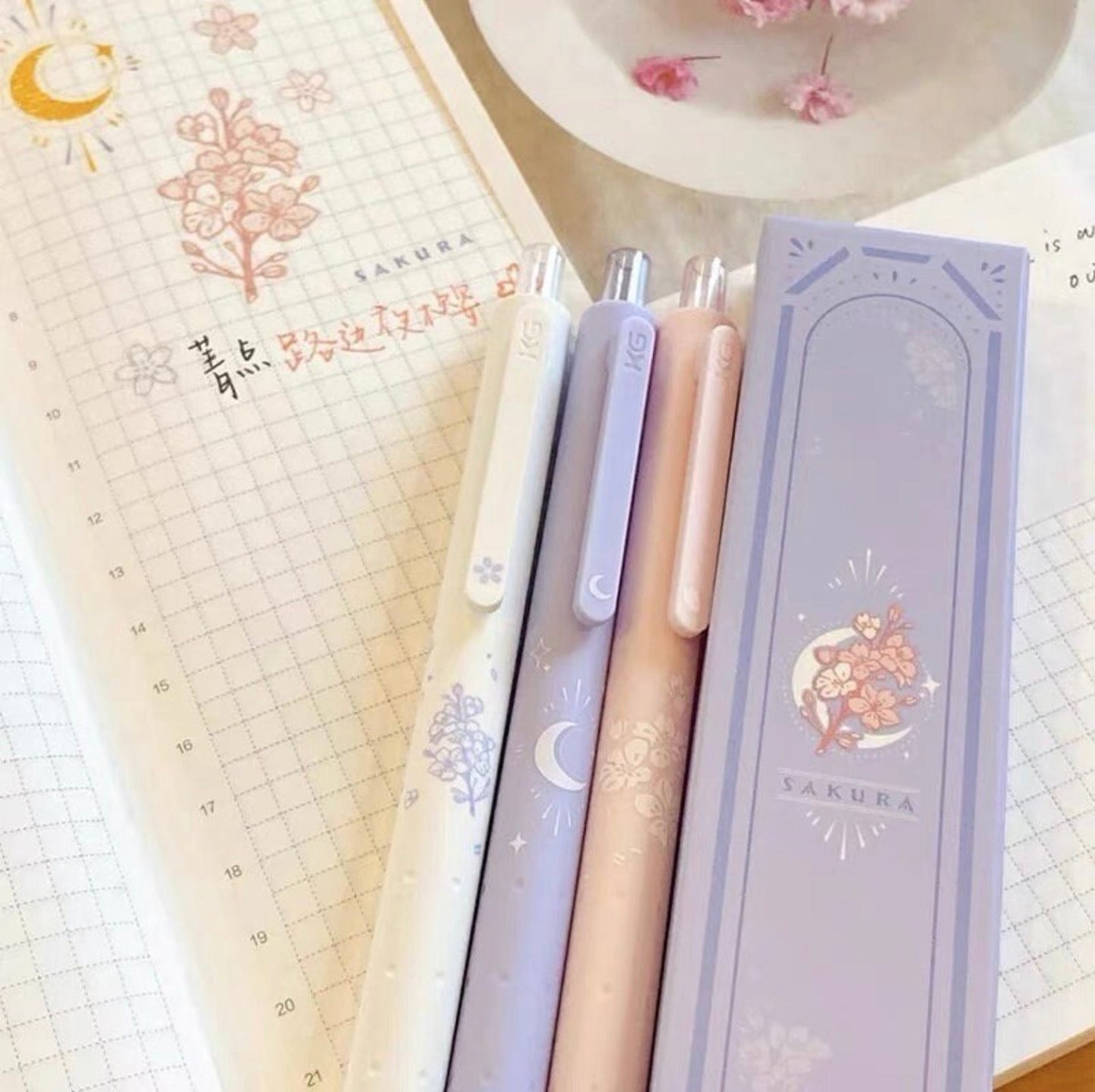 Set Of Floral Gel Pens