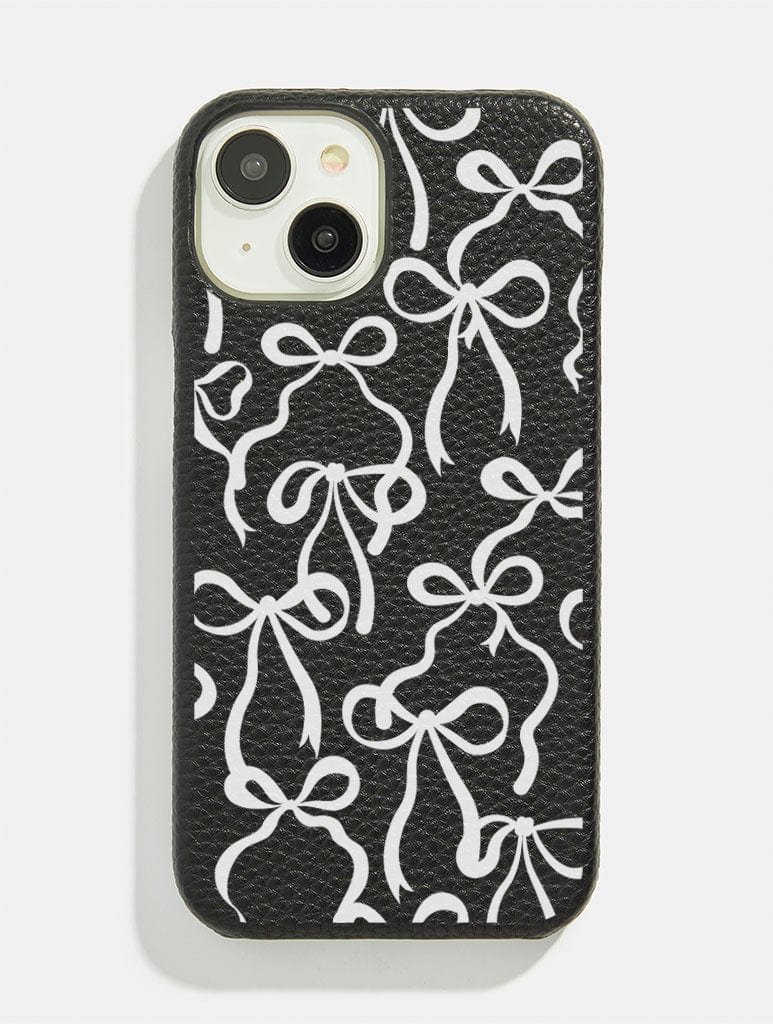 Black White Bows Vegan Leather iPhone Case