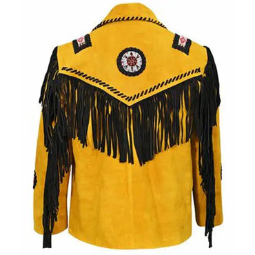 Men's Traditional Native American Western Leather Jacket-1