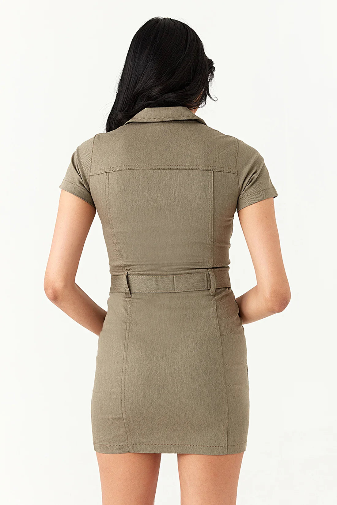Light Khaki D-Ring Casual Bodycon Dress