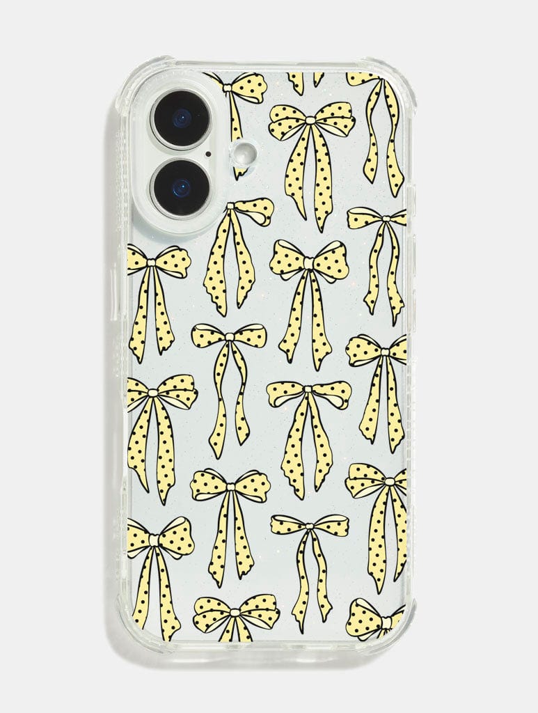 Yellow Polka Dot Bows Shock iPhone Case