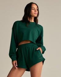 Comfort Lightweight Cropped Sweat | Emerald