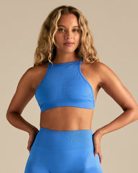 Define 2.0 Seamless High Neck Backless Bra | Rio Blue