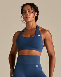 Power Seamless Halter Neck Bra | Blueberry