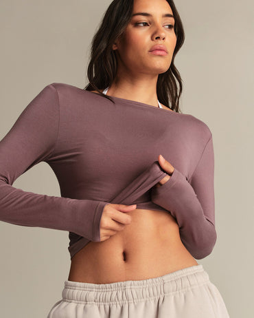 Smooth Contour Long Sleeve Reversible T-Shirt | Deep Mocha