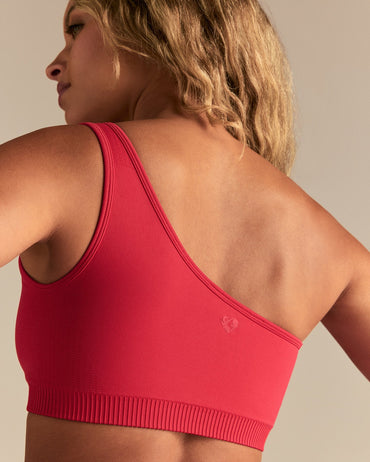 Power Seamless One Shoulder Bra | Spicy Red