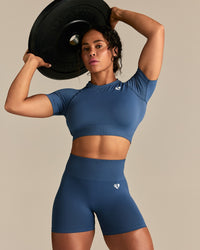 Power Seamless Short Sleeve Crop Top | Blueberry
