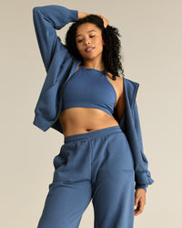 Comfort Lightweight Oversized Zip Up Hoodie | Blueberry