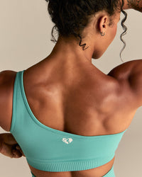 Power Seamless One Shoulder Bra | Marine Green