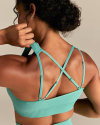 Power Seamless Adjustable Sports Bra | Marine Green