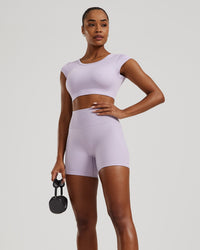 Motion Seamless Open Back Short Sleeve Crop Top | Cool Lilac