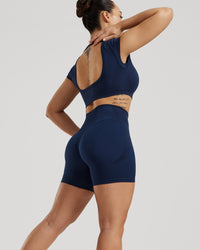 Motion Seamless Open Back Short Sleeve Crop Top | Sapphire Blue