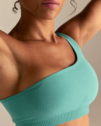 Power Seamless One Shoulder Bra | Marine Green