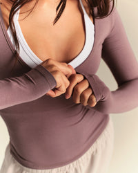 Smooth Contour Long Sleeve Reversible T-Shirt | Deep Mocha