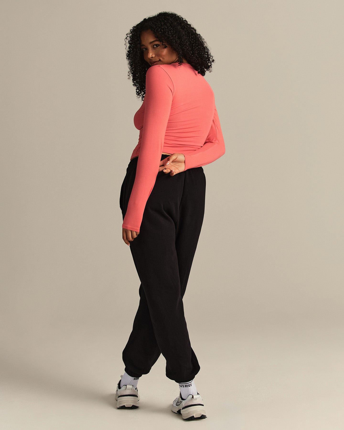 Smooth Contour Midi Crew Neck Long Sleeve T-Shirt | Sunlit Coral