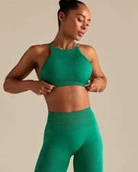 Define 2.0 Seamless High Neck Backless Bra | Amazonia Green
