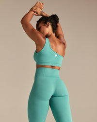 Power Seamless One Shoulder Bra | Marine Green