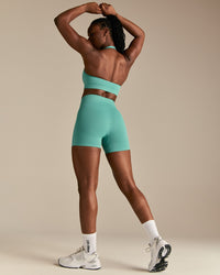 Power Seamless Halter Neck Bra | Marine Green