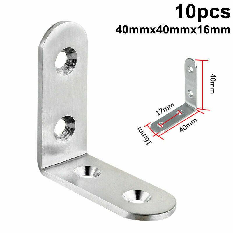 10Pcs Corner Braces Brackets Right Angle L shape Stainless Steel Brace Bracket