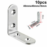 10Pcs Corner Braces Brackets Right Angle L shape Stainless Steel Brace Bracket