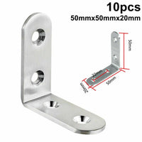 10Pcs Corner Braces Brackets Right Angle L shape Stainless Steel Brace Bracket