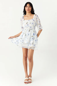 Ivory Floral Chiffon Ra Ra Dress