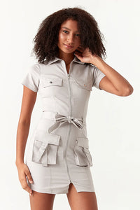 Grey D-Ring Casual Bodycon Dress
