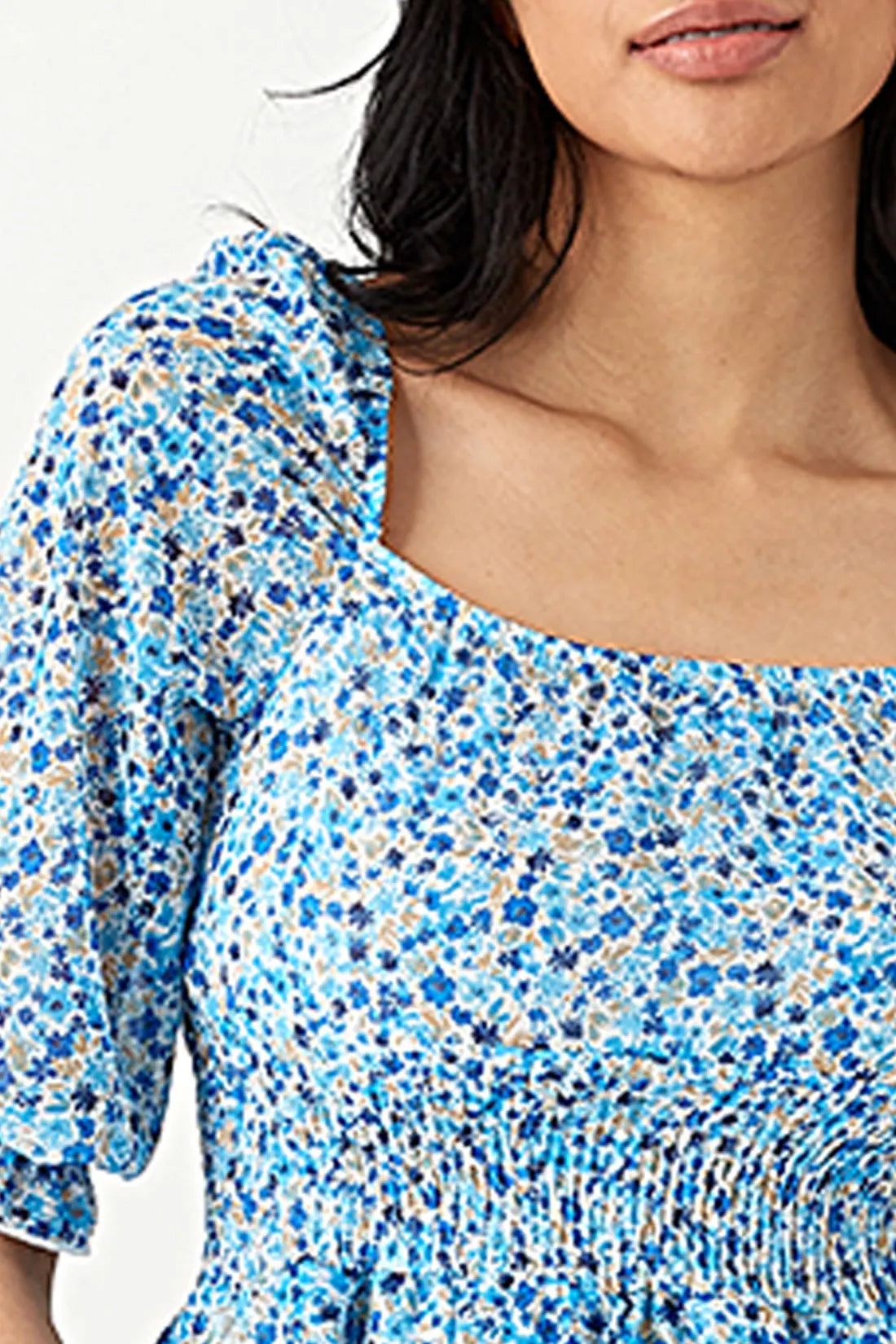 Blue Ditsy Chiffon Ra Ra Dress