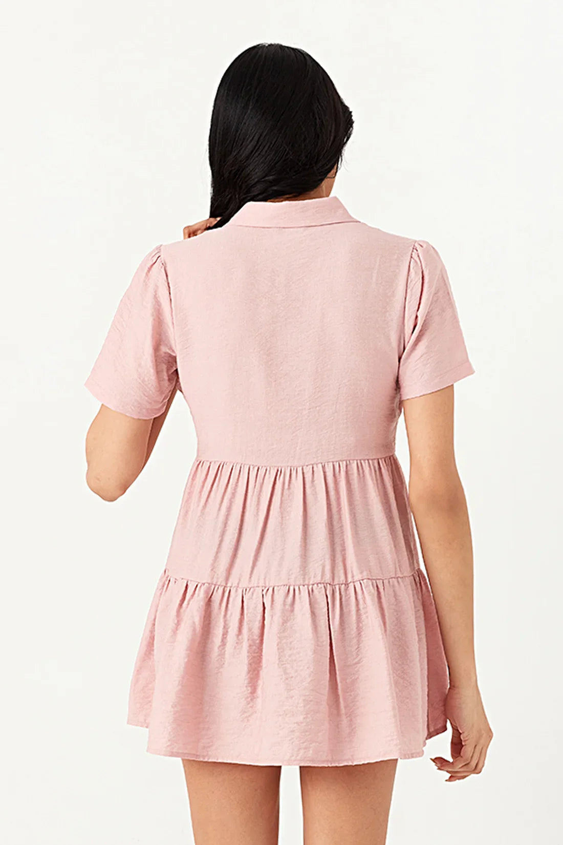 Pink Linen Look Shirt Dress