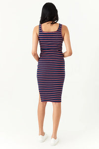 Navy Stripe Rib Bodycon Dress