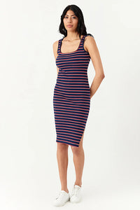 Navy Stripe Rib Bodycon Dress