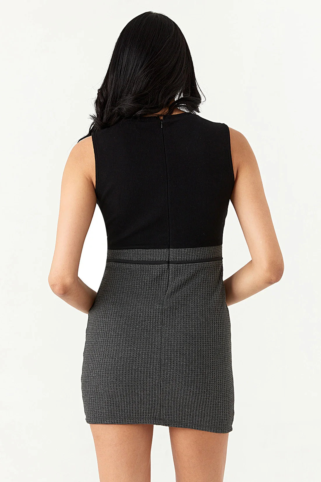 Grey 2 in 1 Waffle Bodycon Dress