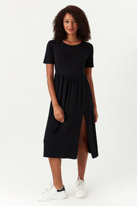 Black Side Split T-Shirt Dress