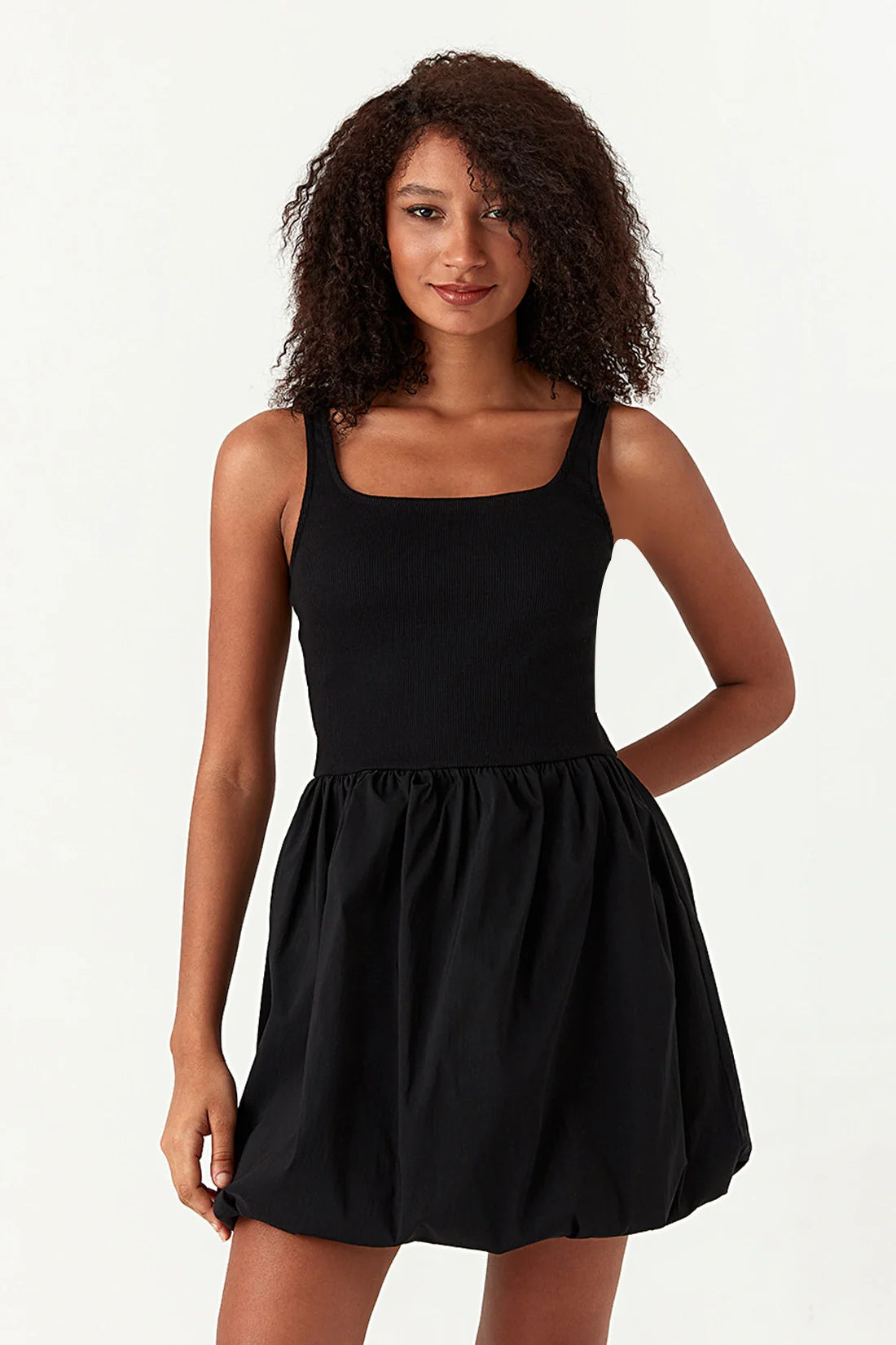 Black Bubble Hem Dress