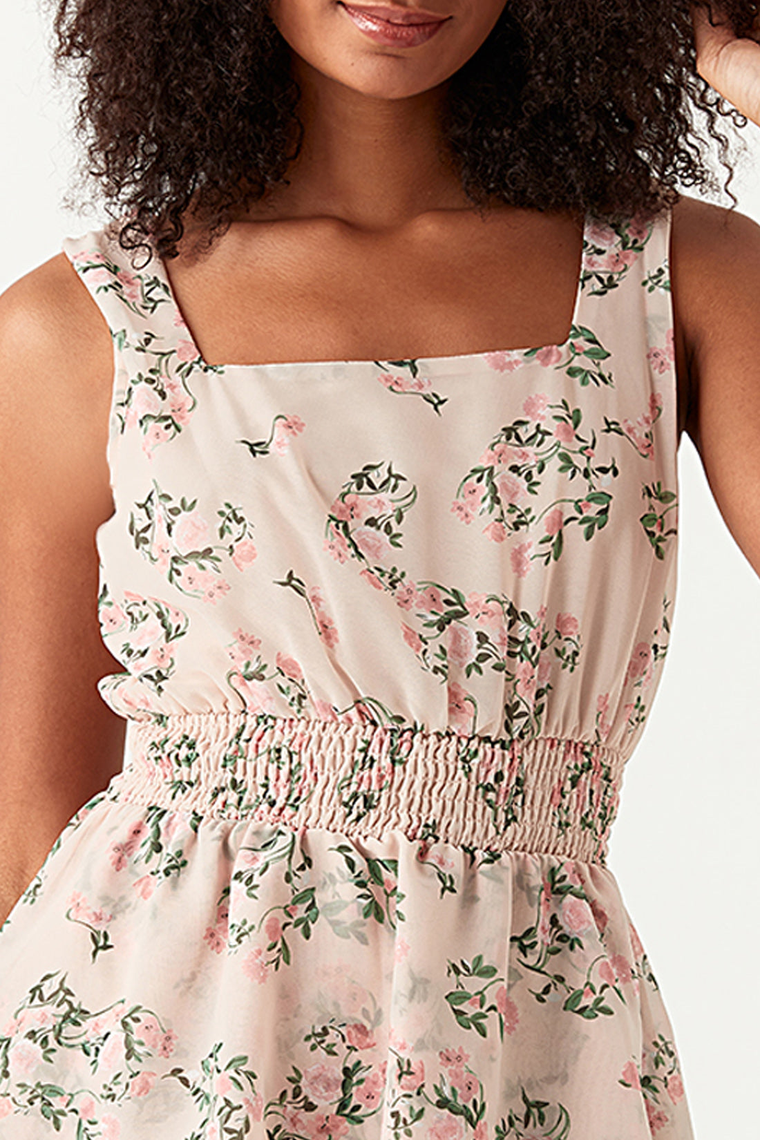 Multi Printed Sleeveless Chiffon Ra Ra Dress