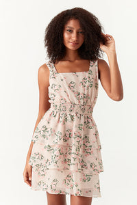 Multi Printed Sleeveless Chiffon Ra Ra Dress