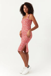 Red Printed Jersey Bodycon Dress