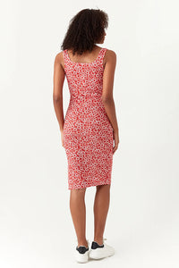 Red Printed Jersey Bodycon Dress