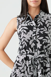 Mono Printed Sleeveless Shirt Dress