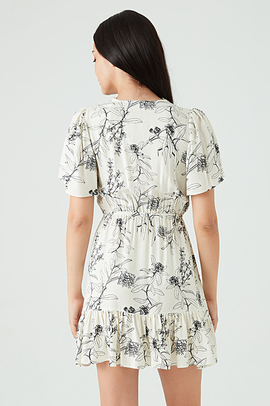 Mono Printed Tie Detail Tea Dress