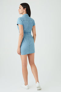 Midwash Denim Button Through Cargo Dress