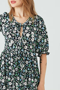 Multi FLORAL TIE FRONT MAXI DRESS