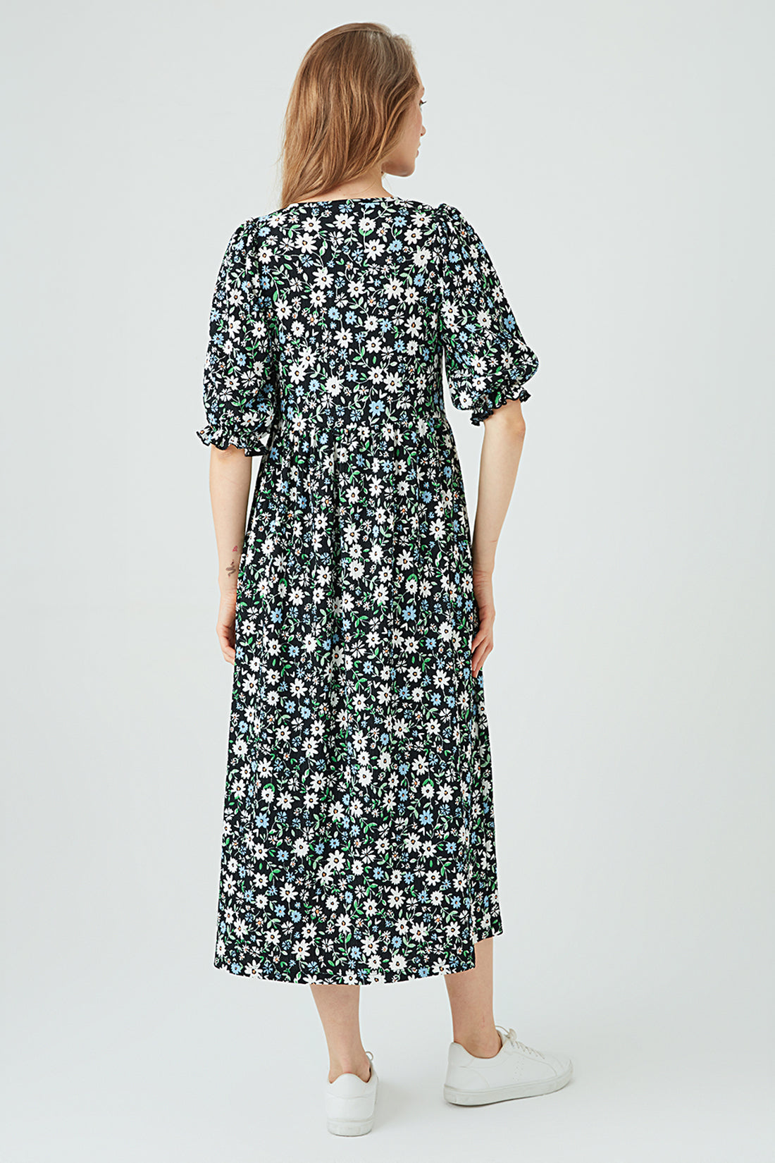 Multi FLORAL TIE FRONT MAXI DRESS
