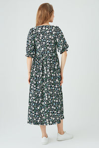 Multi FLORAL TIE FRONT MAXI DRESS