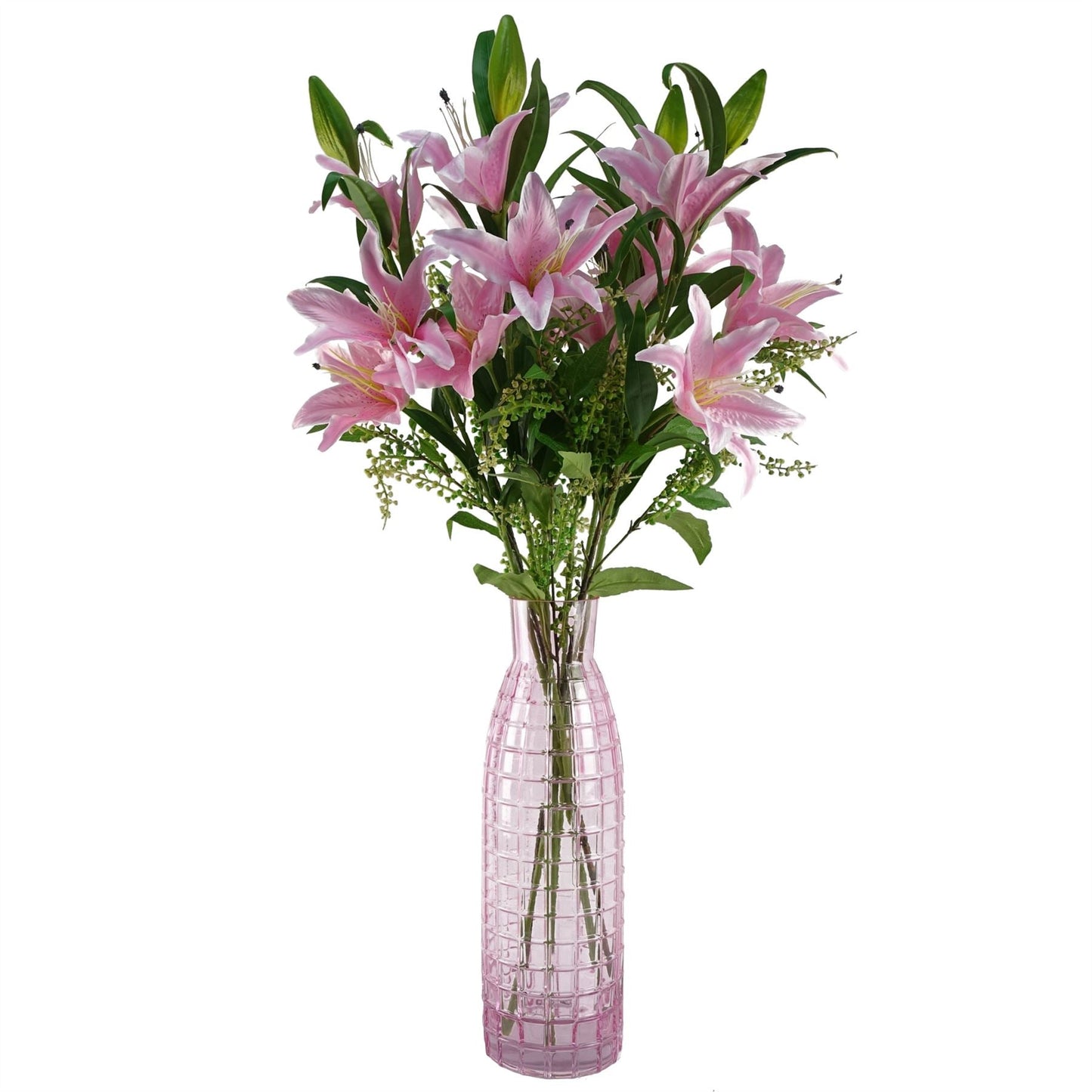 Artificial Flowers Large Pink Lily Stem - 3 Flowers 100cm-3