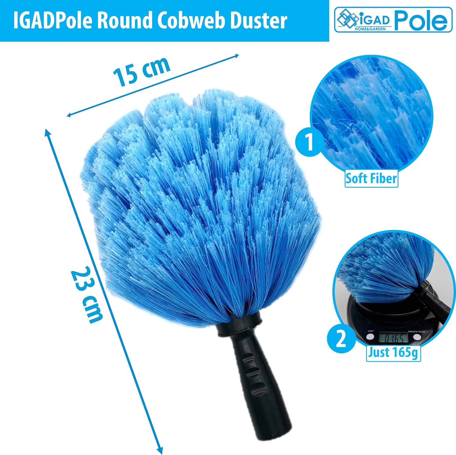 3.6m (12ft)Telescopic High Reach Extension Pole with Extending Round Cobweb Duster-3