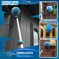 3.6m (12ft)Telescopic High Reach Extension Pole with Extending Round Cobweb Duster-2