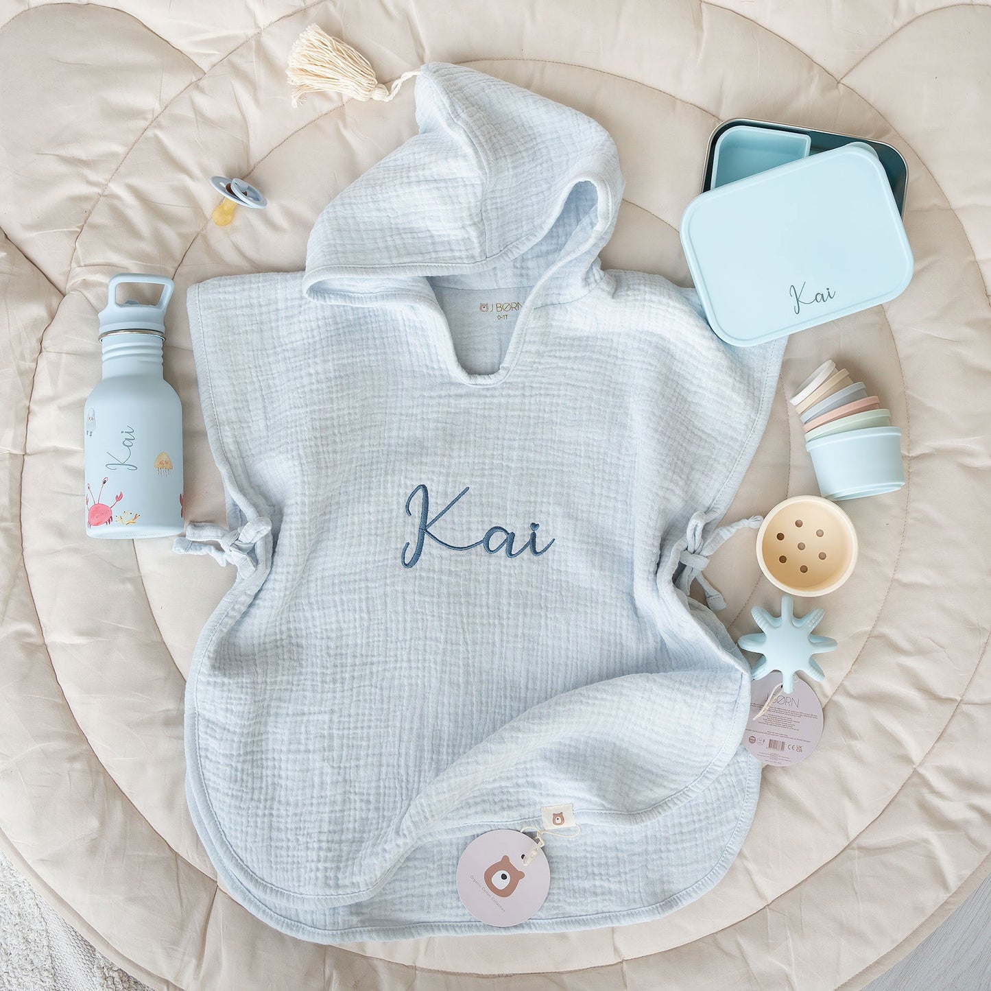 JBØRN Summer Gift Box | Hooded Poncho + Water Bottle + Snack Box