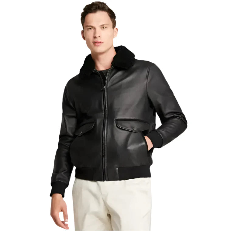 Mens Lambskin Leather Biker Jacket-0