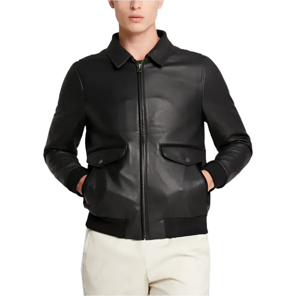 Mens Lambskin Leather Biker Jacket-2